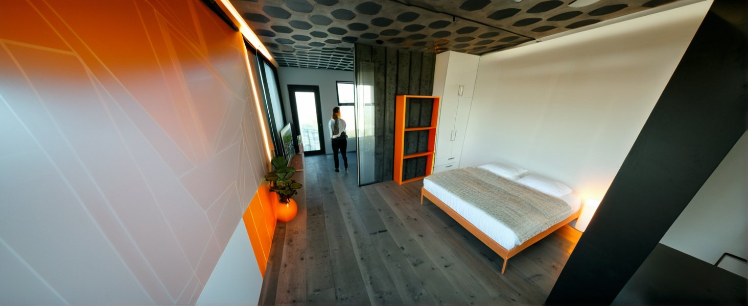 Studio 45 pod — bedroom orange