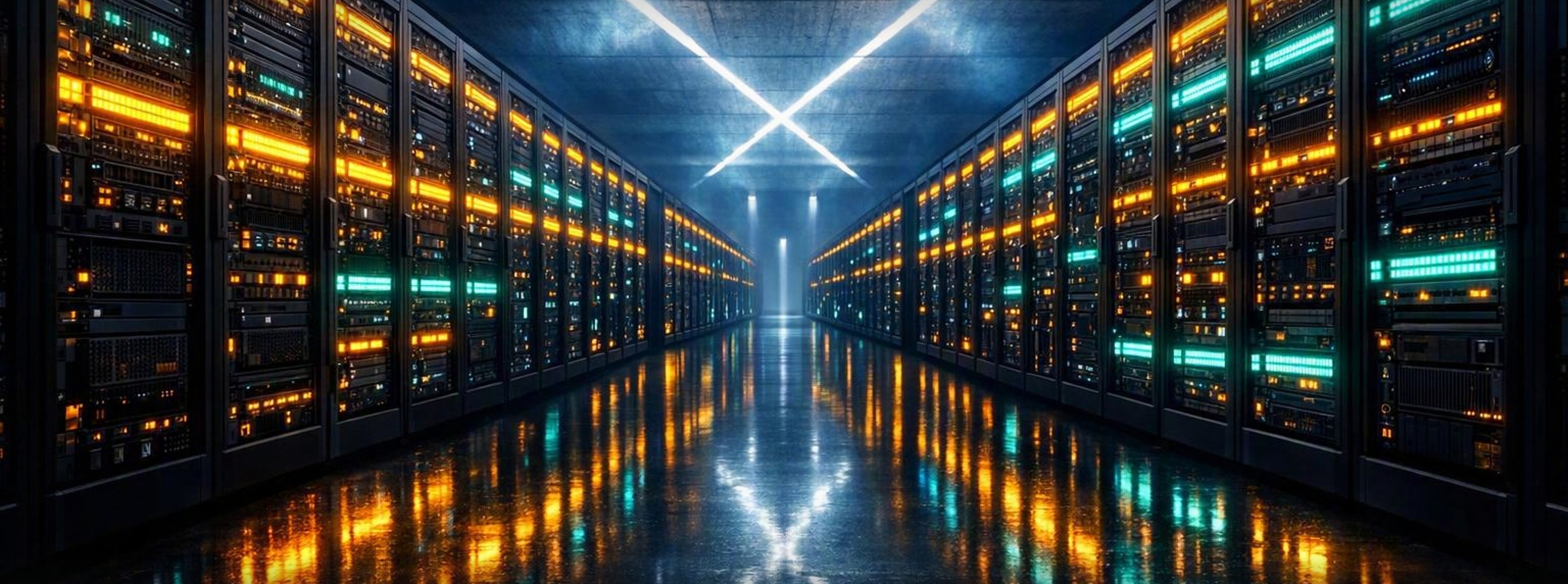 Umpireal Node AI Compute Room — dense racks, immersion-ready cooling