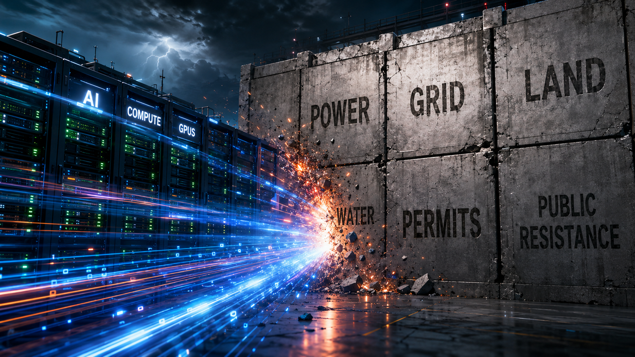AI compute hitting the wall — Power, Grid, Land, Water, Permits, Public Resistance