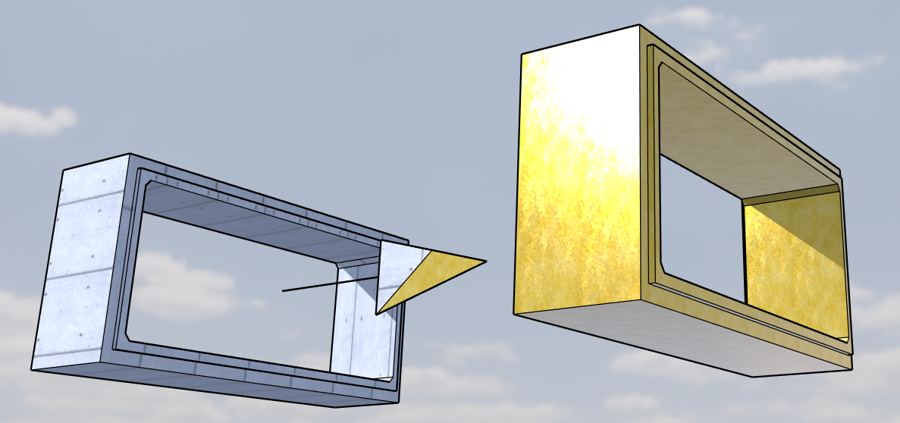 Two precast concrete box segments, one plain and one with a finished interior lining